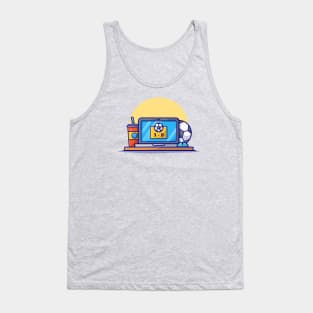 Online Soccer Match Cartoon Vector Icon Illustration (3) Tank Top